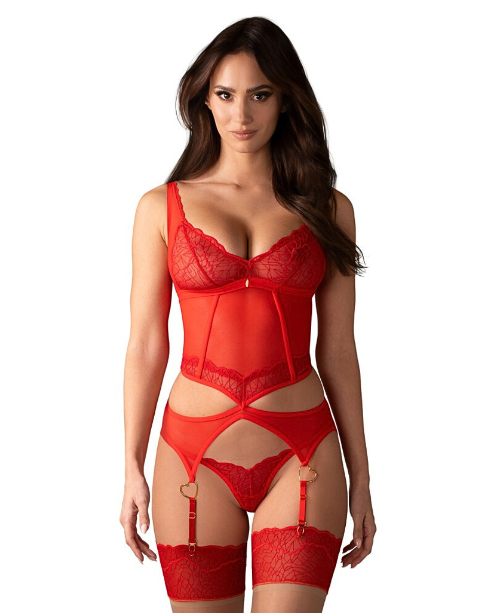 Obsessive – Ensemble Porte-Jarretelles et String Rouge