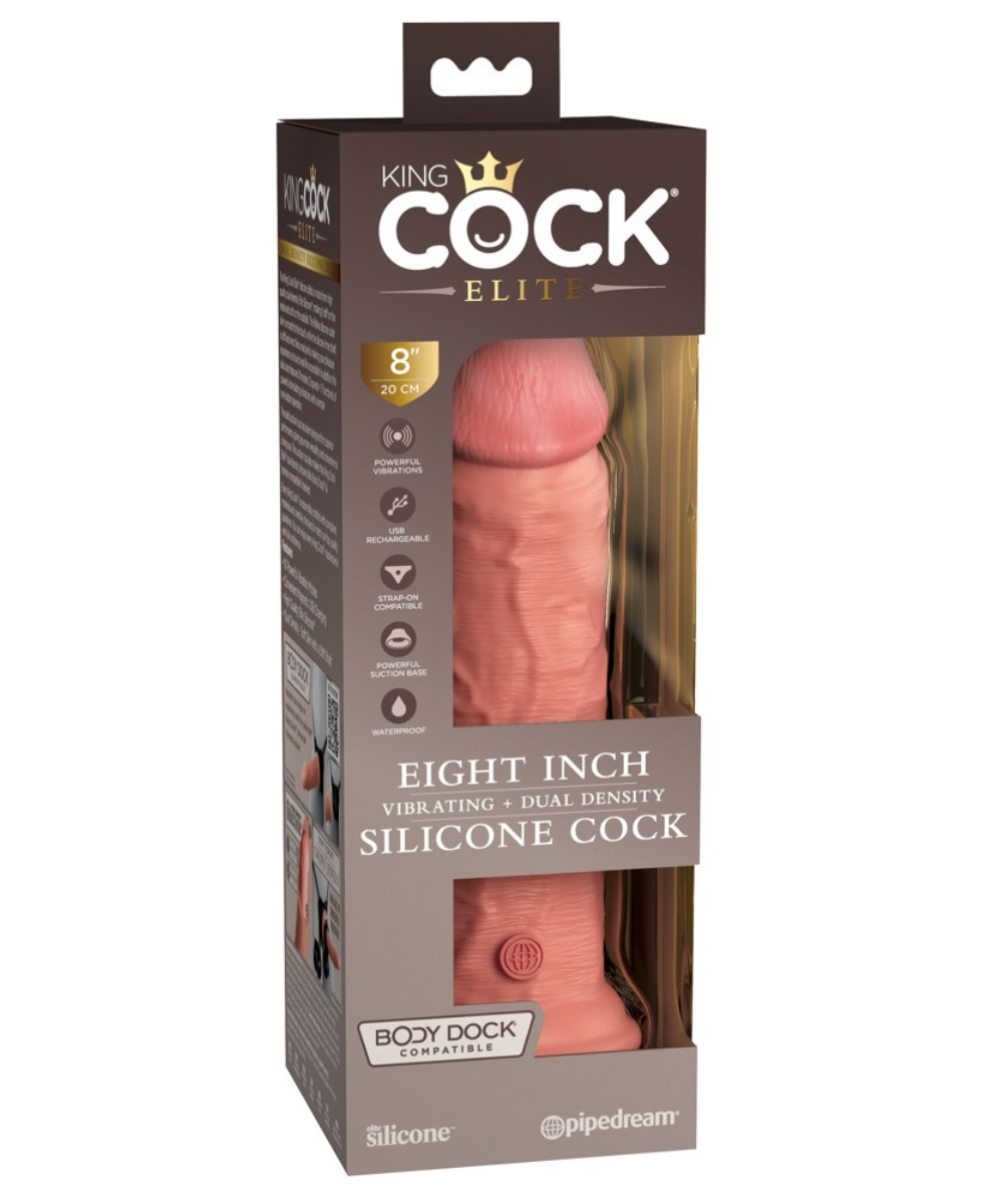 King Cock Elite – Gode vibrant 8" en silicone double densité