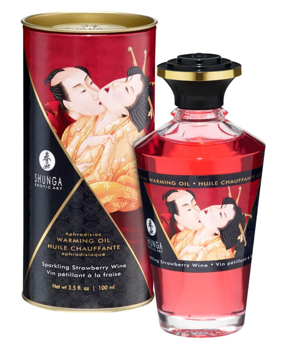 Shunga – Huile de massage chauffante fraise vineuse